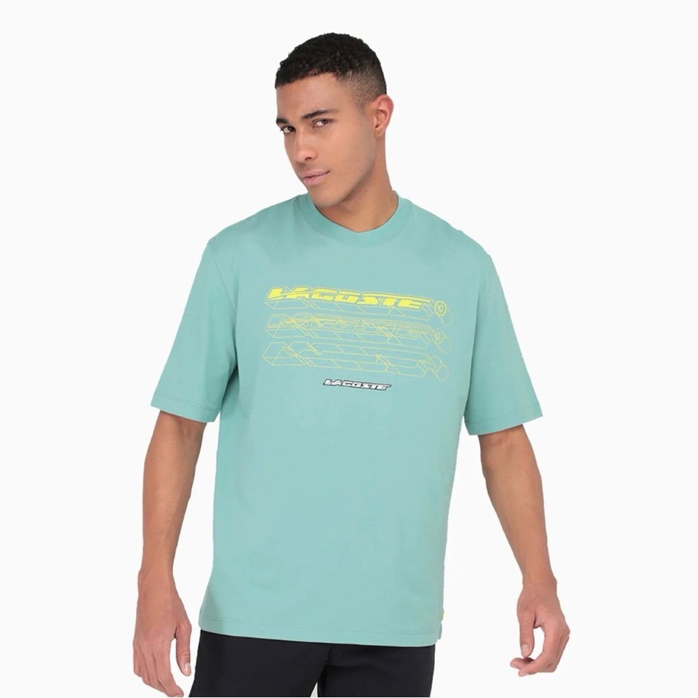 Lacoste Loose Fit Organic Cotton Blend Sea Green T Size Small New with Tags